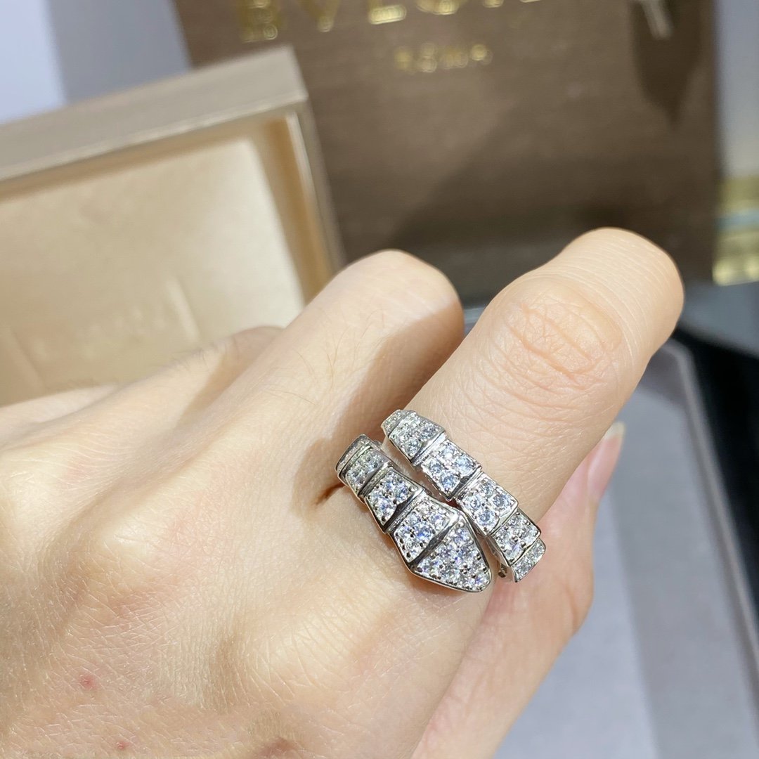 [CA]SERPENTI RING SILVER DIAMOND PAVED