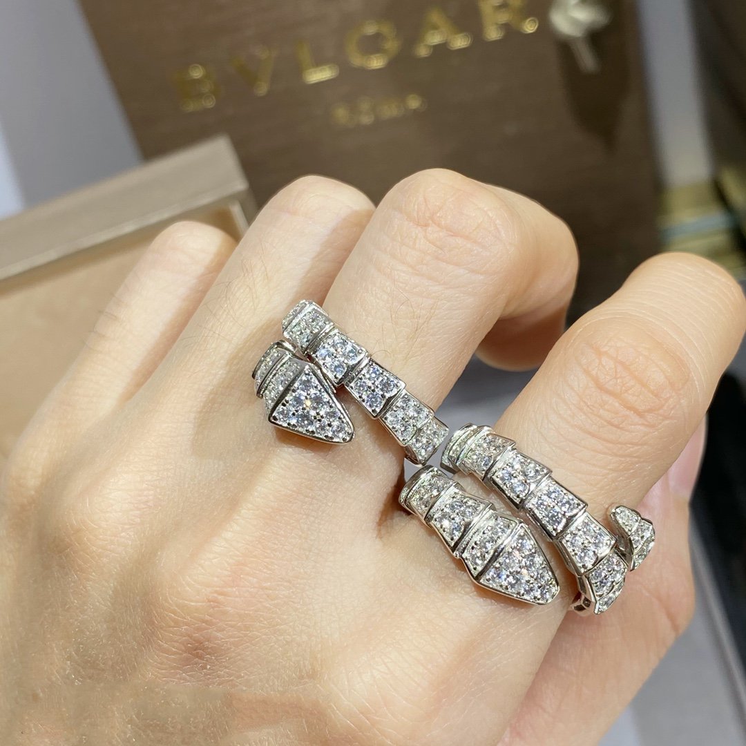 [CA]SERPENTI RING SILVER DIAMOND PAVED