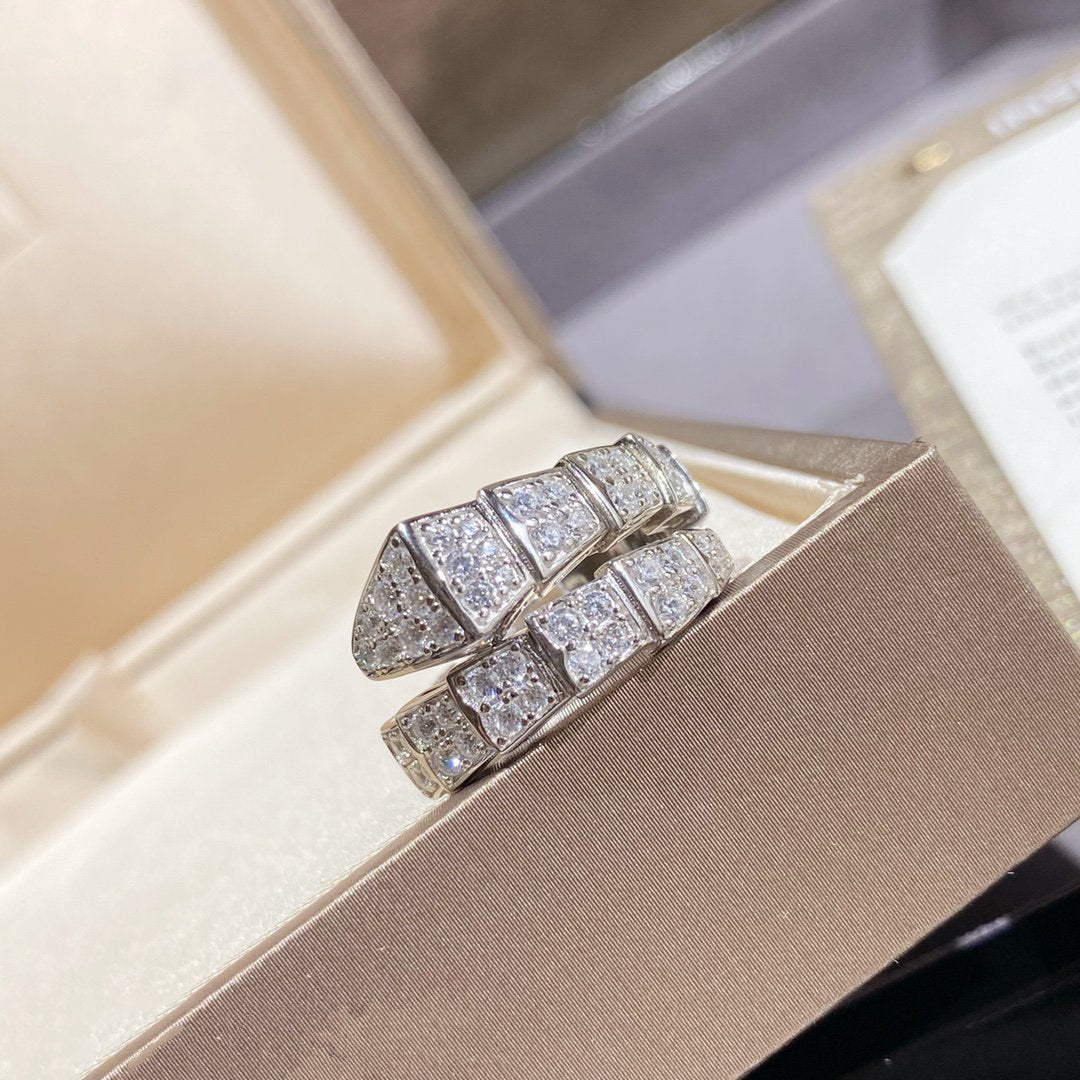 [CA]SERPENTI RING SILVER DIAMOND PAVED