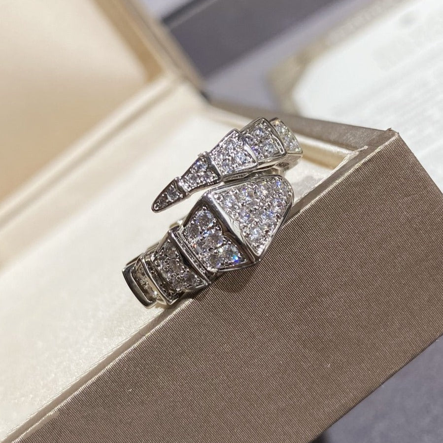 [CA]SERPENTI LARGE RING SILVER DIAMOND PAVED