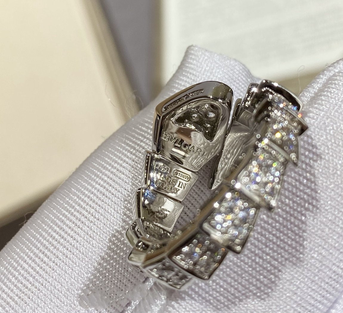 [CA]SERPENTI LARGE RING SILVER DIAMOND PAVED