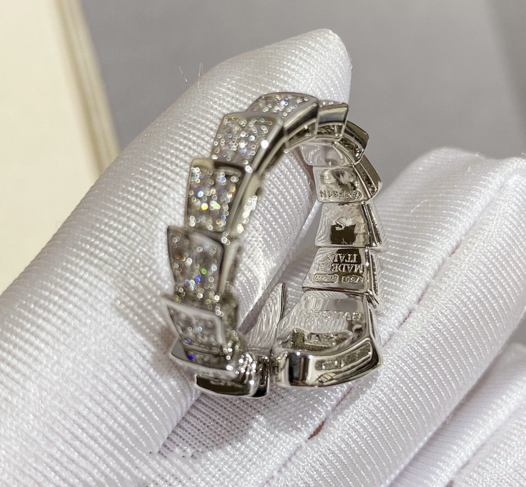 [CA]SERPENTI LARGE RING SILVER DIAMOND PAVED