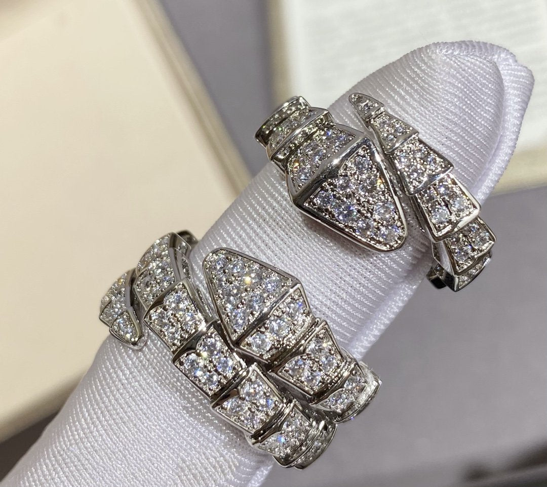 [CA]SERPENTI LARGE RING SILVER DIAMOND PAVED