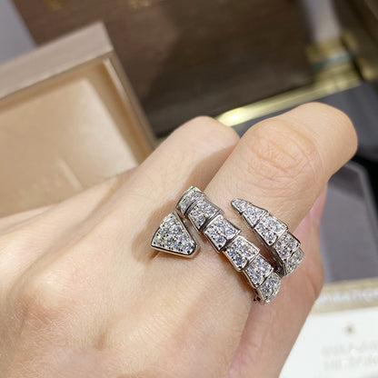 [CA]SERPENTI DOUBLE RING SILVER DIAMOND PAVED