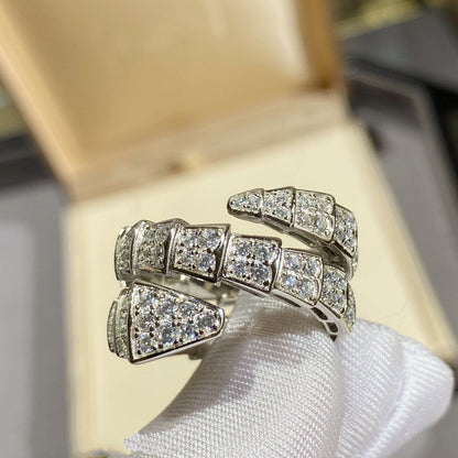 [CA]SERPENTI DOUBLE RING SILVER DIAMOND PAVED