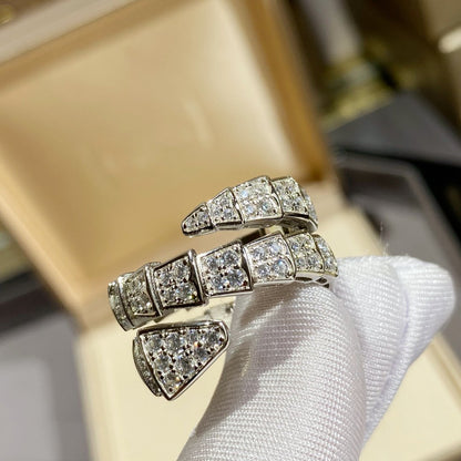 [CA]SERPENTI DOUBLE RING SILVER DIAMOND PAVED