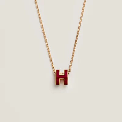 [CA]HM CLIC RED ENAMEL GOLD NECKLACE