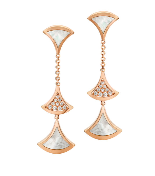 [CA]DREAM EARRINGS 3 MOTIFS DIAMOND MOP PINK GOLD