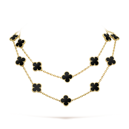 [CA]CLOVER 20 MOTIFS ONYX NECKLACE