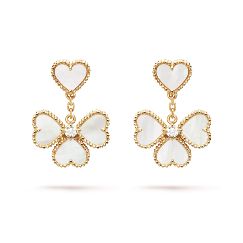 [CA]CLOVER SWEET WHITE MOP EARRINGS