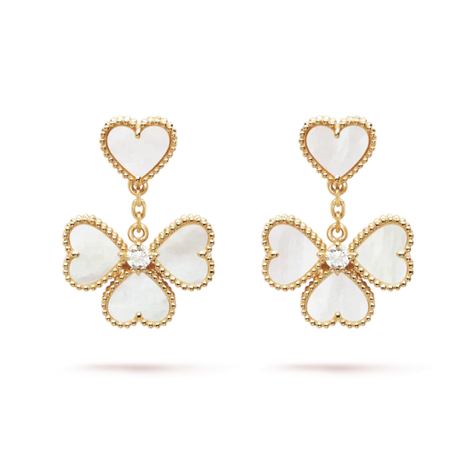 [CA]CLOVER SWEET WHITE MOP EARRINGS