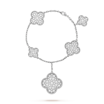 [CA]CLOVER 6 MOTIFS SILVER DIAMOND BRACELET