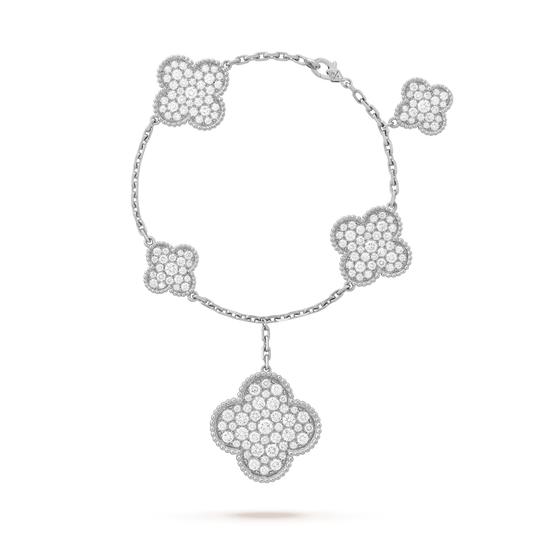 [CA]CLOVER 6 MOTIFS SILVER DIAMOND BRACELET