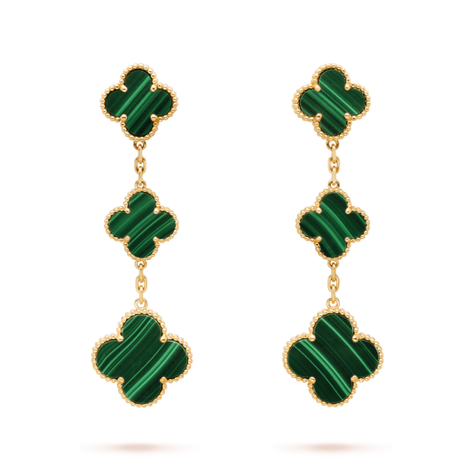 [CA]CLOVER MALACHITE 3 MOTIFS GOLD