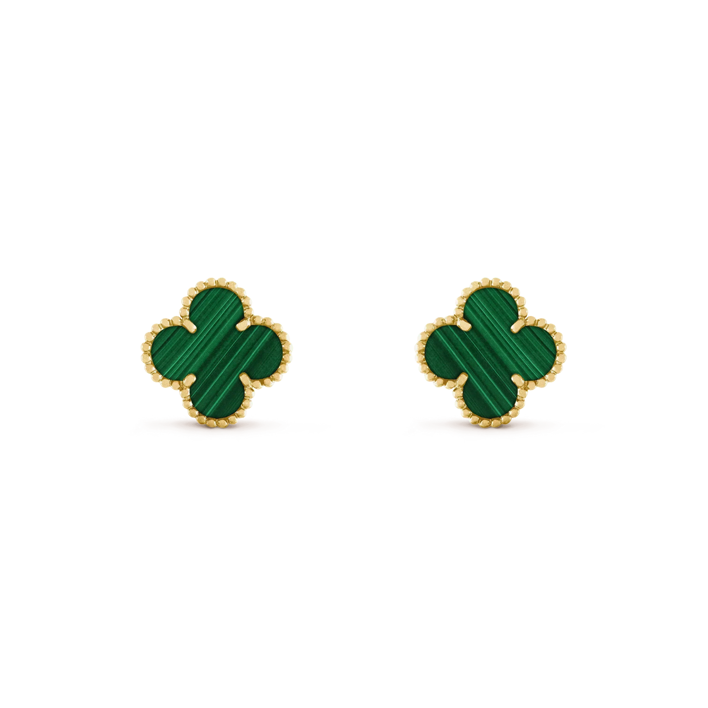 [CA]CLOVER MEDIUM 1 MOTIFS MALACHITE  EARRINGS