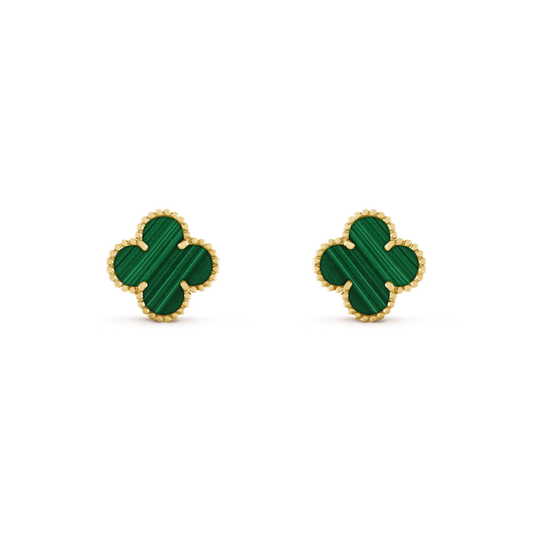 [CA]CLOVER MEDIUM 1 MOTIFS MALACHITE  EARRINGS