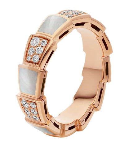 [CA]SERPENTI RING PINK GOLD MOP DIAMOND PAVED 4MM