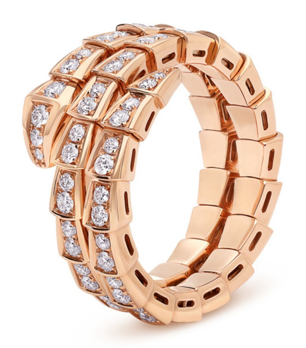 [CA]SERPENTI RING PINK GOLD DIAMOND DOUBLE ROW