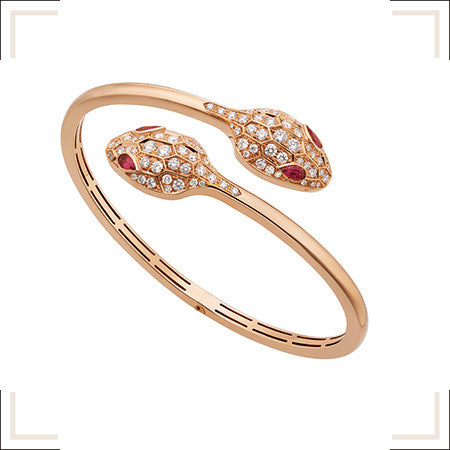 [CA]SERPENTI BRACELET PINK GOLD DIAMOND DOUBLE SNAKE