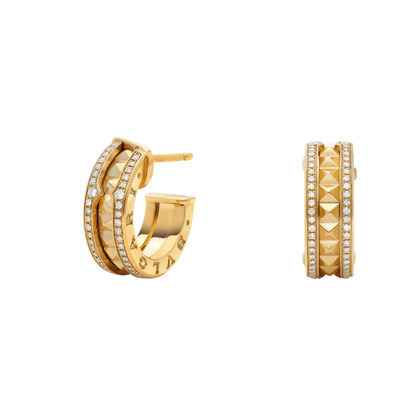 [CA]ZERO 1 ROCK GOLD EARRINGS WITH STUDDED SPIRAL AND PAVED DIAMONDS