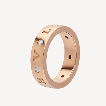 [CA]ZERO 1 ESSENTIAL PINK GOLD BAND WITH DIAMONDS RING