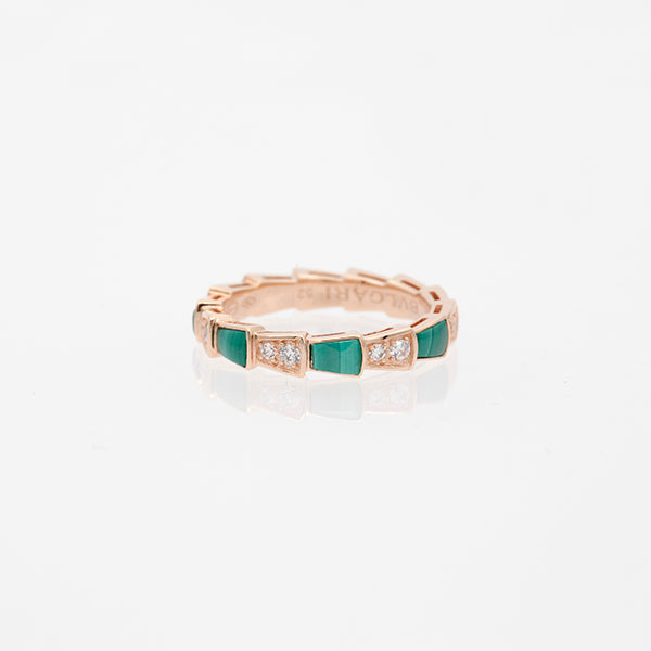 [CA]SERPENTI RING PINK GOLD MALACHITE DIAMOND 3MM