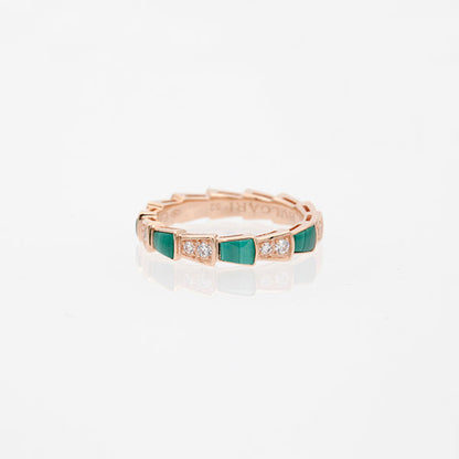 [CA]SERPENTI RING PINK GOLD MALACHITE DIAMOND 3MM