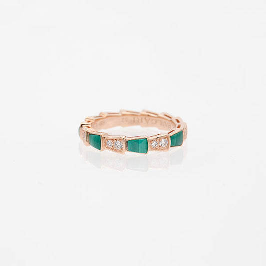 [CA]SERPENTI RING PINK GOLD MALACHITE DIAMOND 3MM