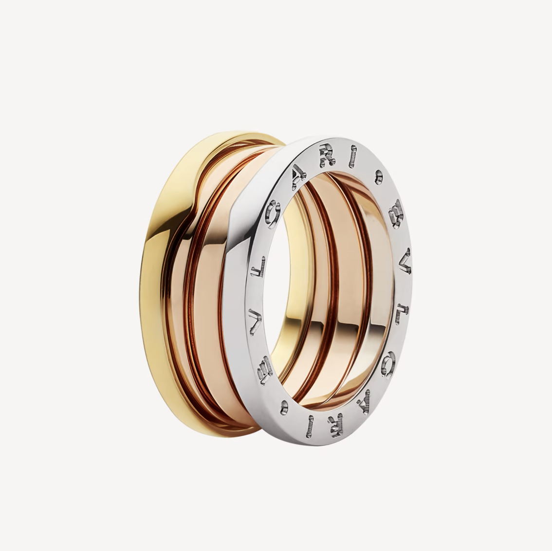 [CA]ZERO 1 THREE-BAND ROSE WHITE AND YELLOW RING