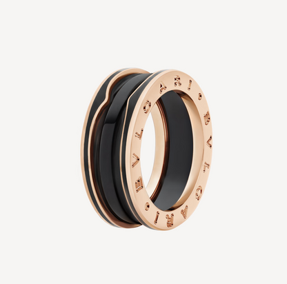 [CA]ZERO 1 TWO-BAND WITH MATTE BLACK CERAMIC PINK GOLD RING