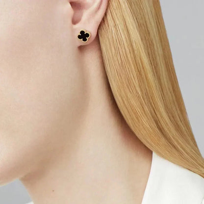 [CA]CLOVER MINI 9.5MM BLACK MOP EARRINGS