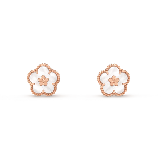 [CA]LUCKY PINK GOLD WHITE MOP EARRINGS