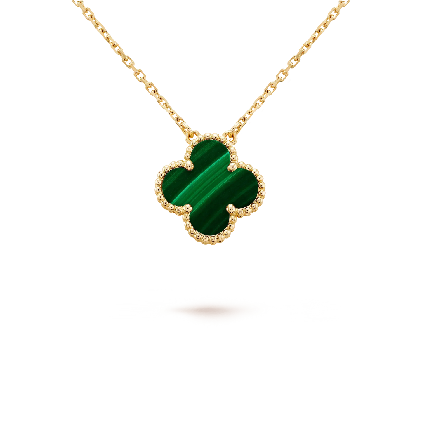 [CA]CLOVER 15MM MALACHITE SINGLE FLOWER  NECKLACE