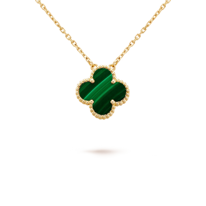 [CA]CLOVER 15MM MALACHITE SINGLE FLOWER  NECKLACE