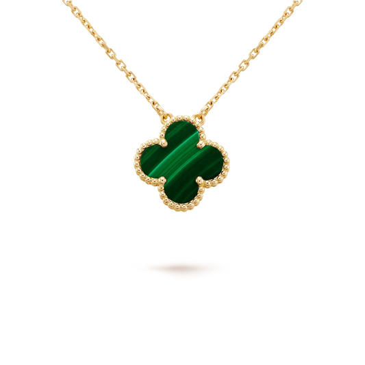 [CA]CLOVER 15MM MALACHITE SINGLE FLOWER  NECKLACE