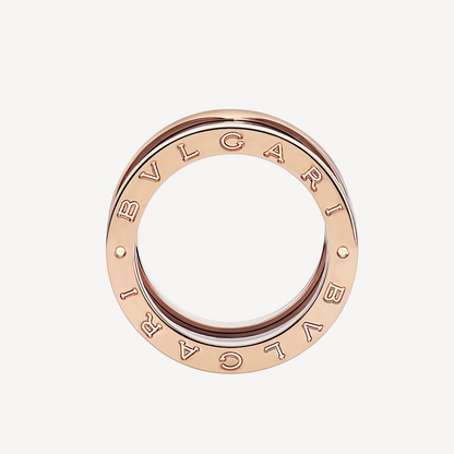 [CA]ZERO 1 FOUR-BAND LOOPS AND BLACK CERAMIC SPIRAL PINK GOLD RING