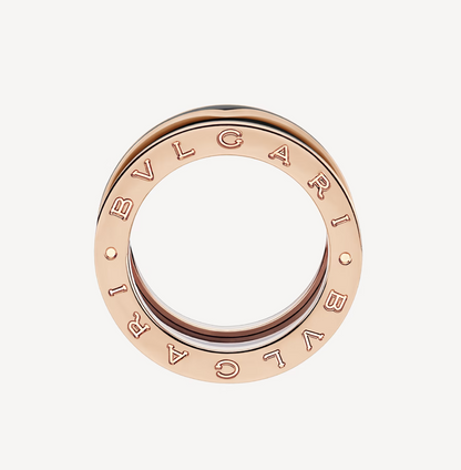 [CA]ZERO 1 TWO-BAND WITH MATTE BLACK CERAMIC PINK GOLD RING