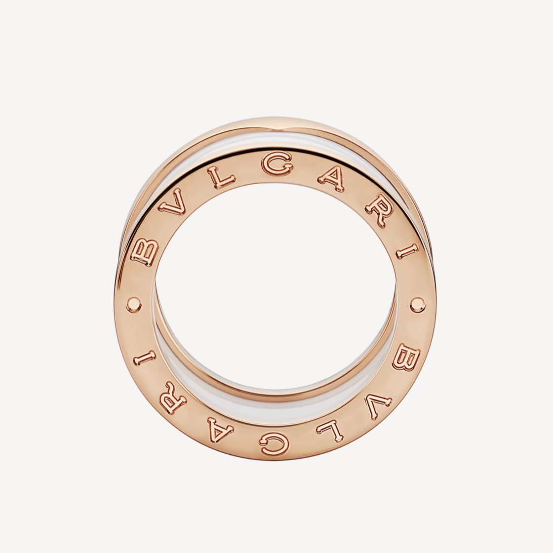 [CA]ZERO 1 FOUR-BAND LOOPS AND WHITE CERAMIC SPIRAL PINK GOLD RING