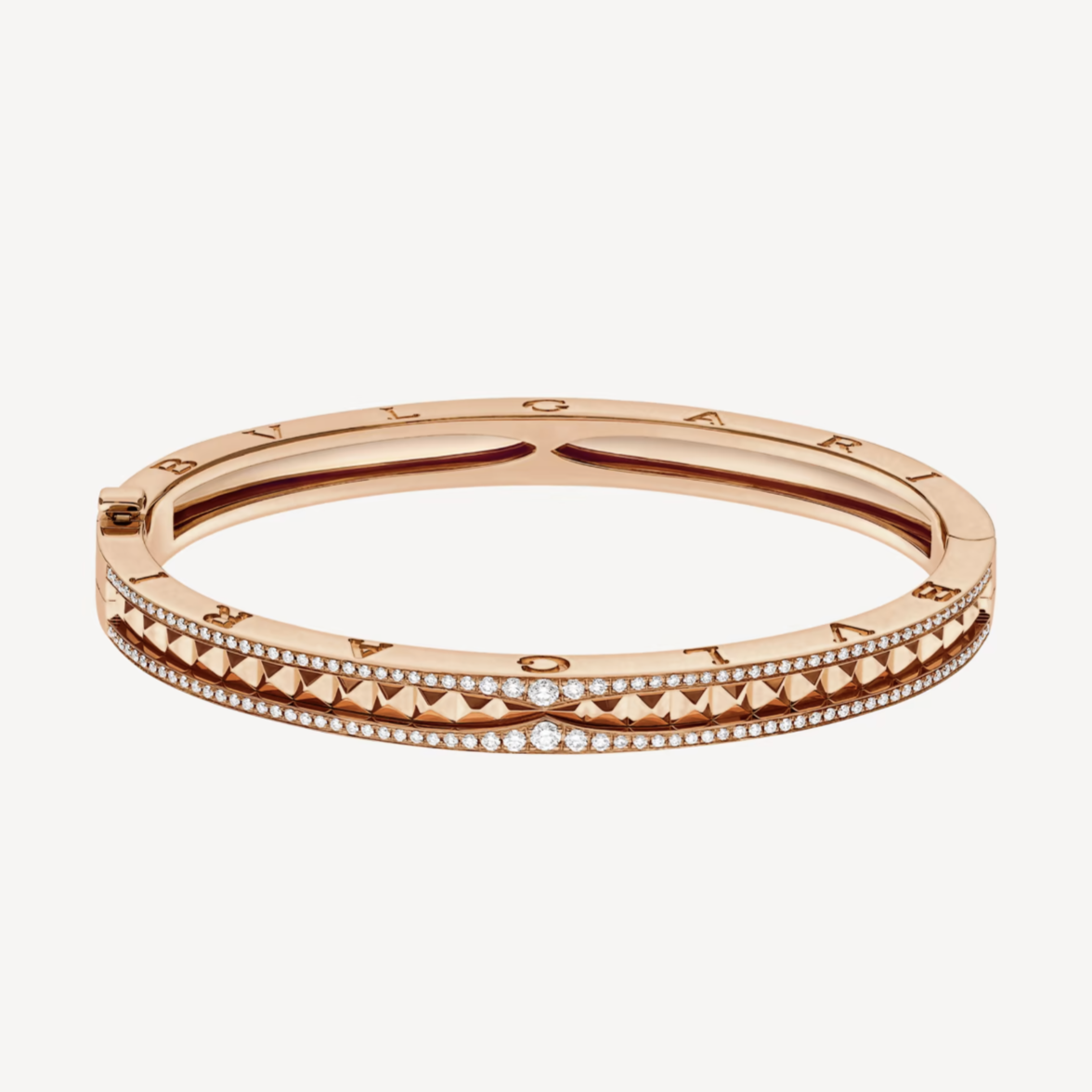 [LUCAS]ZERO 1 SPIRAL AND PAVED DIAMOND PINK GOLD BRACELET