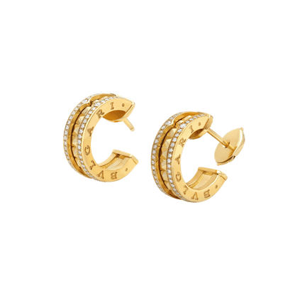 [CA]ZERO 1 ROCK GOLD EARRINGS WITH STUDDED SPIRAL AND PAVED DIAMONDS