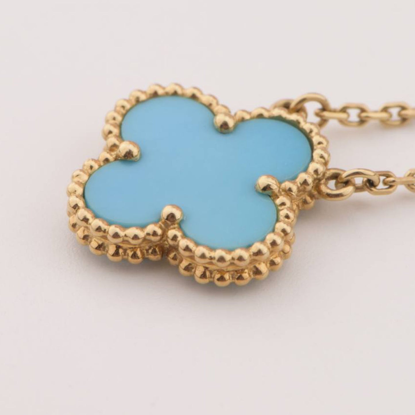 [CA]CLOVER 15MM VINTAGE TURQUOISE NECKLACE