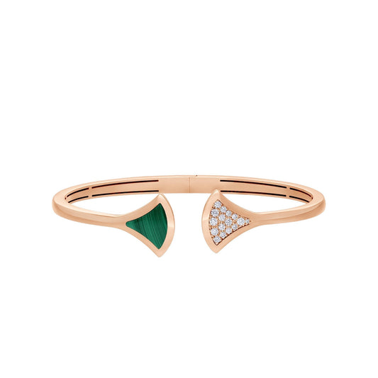 [CA]DREAM BRACELET OPEN MALACHITE PINK GOLD