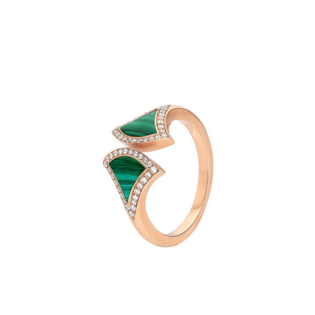 [CA]DREAM MALACHITE DIAMOND OPEN RING