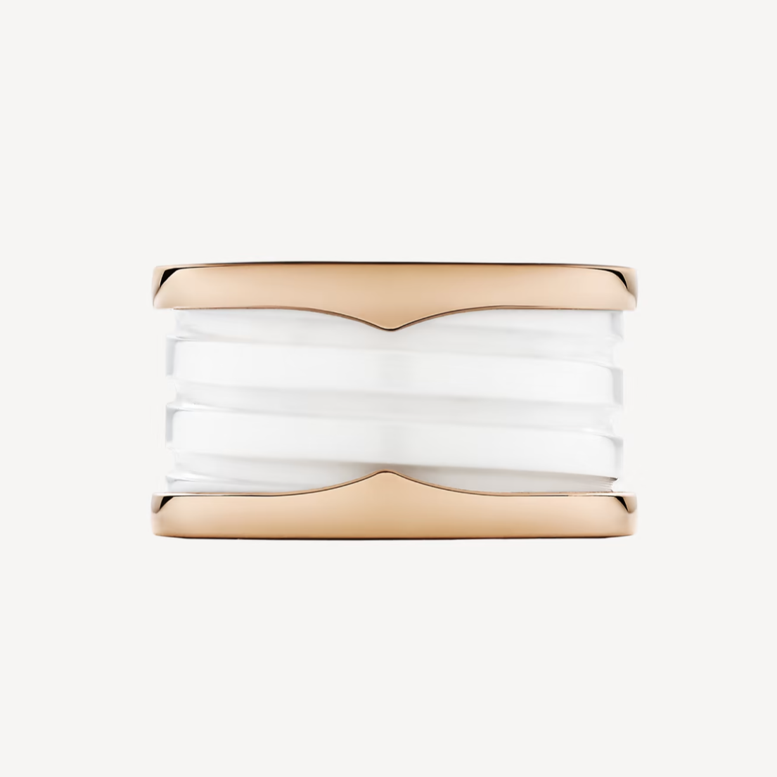 [CA]ZERO 1 FOUR-BAND LOOPS AND WHITE CERAMIC SPIRAL PINK GOLD RING