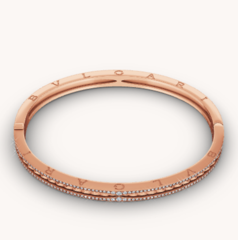 [LUCAS]ZERO 1 SPIRAL AND PAVED DIAMOND PINK GOLD BRACELET