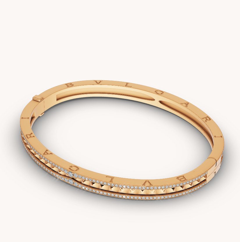 [LUCAS]ZERO 1 SPIRAL AND PAVED DIAMOND GOLD BRACELET