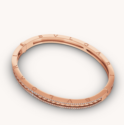 [LUCAS]ZERO 1 SPIRAL AND PAVED DIAMOND PINK GOLD BRACELET