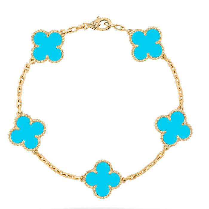 [CA]CLOVER 5 MOTIFS TURQUOISE BRACELET