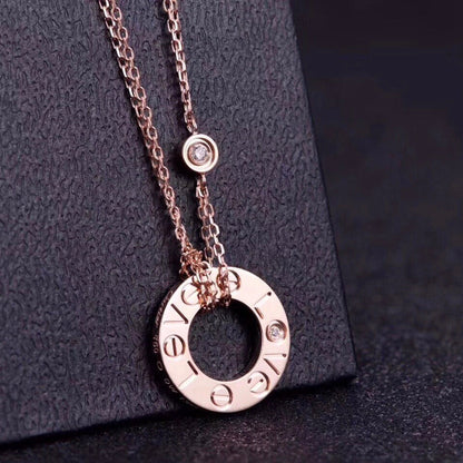 [CA]LOVE NECKLACE 16MM 2 DIAMONDS