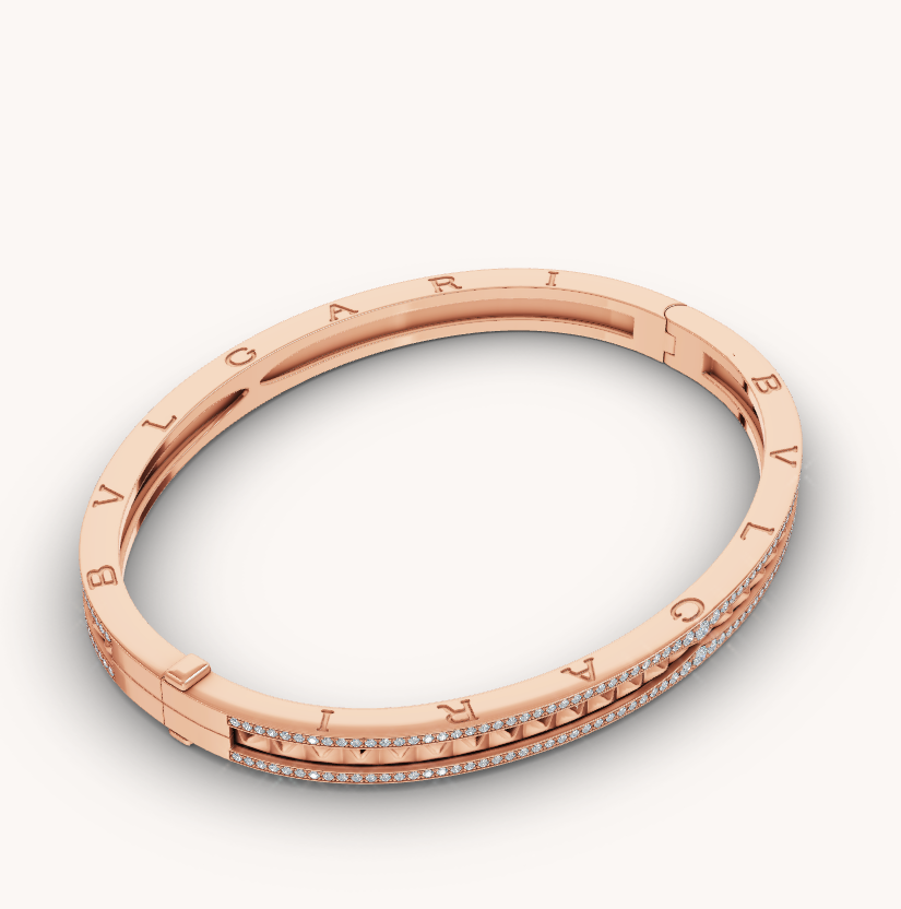 [LUCAS]ZERO 1 SPIRAL AND PAVED DIAMOND PINK GOLD BRACELET